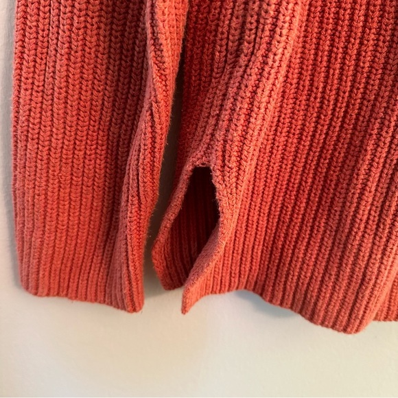 J Crew Orange V-Neck Ribbed Sweater - Picture 3 of 6
